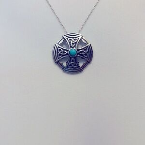 Natural Turquoise Silver Pendant / Sterling Silver Necklace December Birthstone